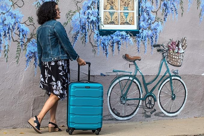 Samsonite Omni PC Hardside Expandable Luggage with Spinner Wheels, Caribbean Blue, Carry-On 20-Inch