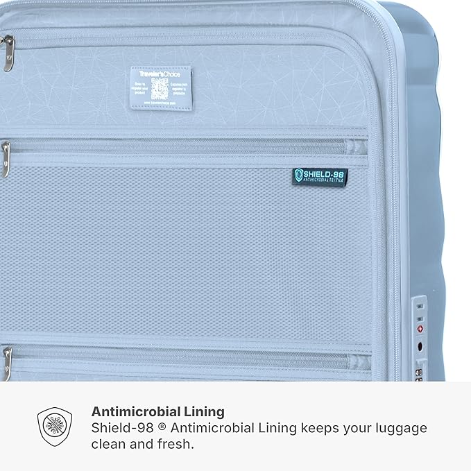 Traveler's Choice Edinburgh II Hardside Spinner Luggage, TSA Lock, Blue, 21" Carry-on