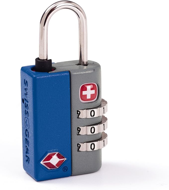 SwissGear TSA-Approved Travel Sentry Combination Luggage Lock with Resettable Combo and Inspection Indicator, Blue, One Size
