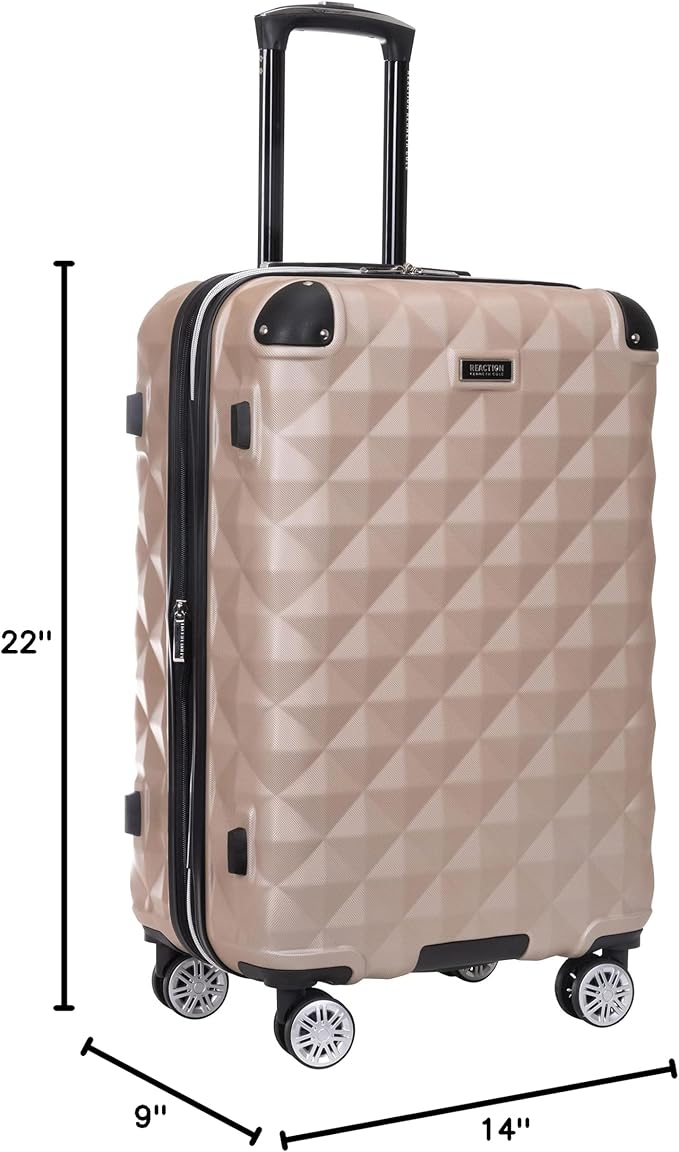 Kenneth Cole REACTION Diamond Tower Collection Lightweight Hardside Expandable 8-Wheel Spinner Travel Luggage, Rose Champagne, 24-Inch Checked