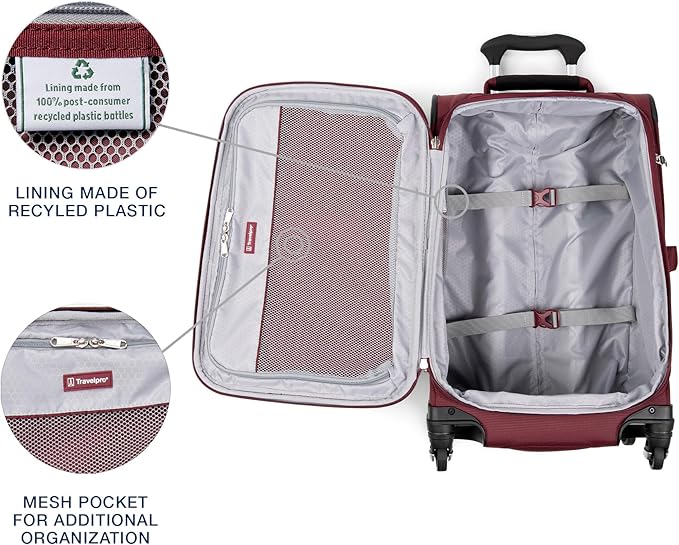 Travelpro Maxlite 5 Softside Expandable Luggage with 4 Spinner Wheels, Lightweight Suitcase, Men and Women, Burgundy, Carry-on 21-Inch