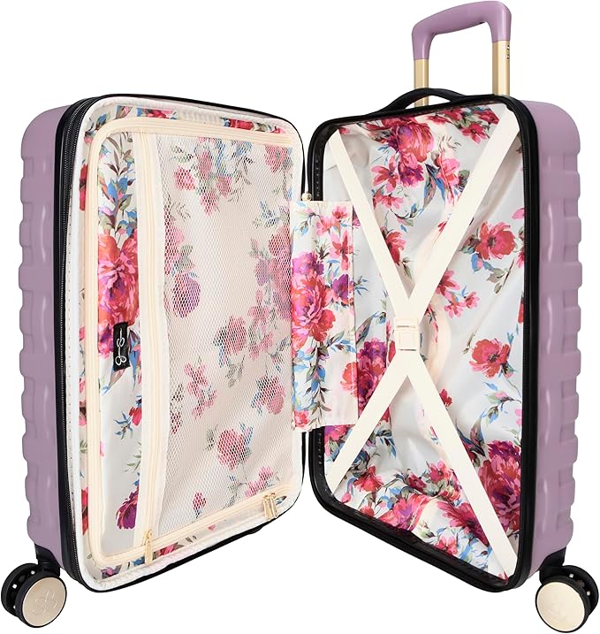 Jessica Simpson Taffeta 20"Expandable 8-Wheel Spinner Carry On Luggage Suitcase, Dusty Orchid