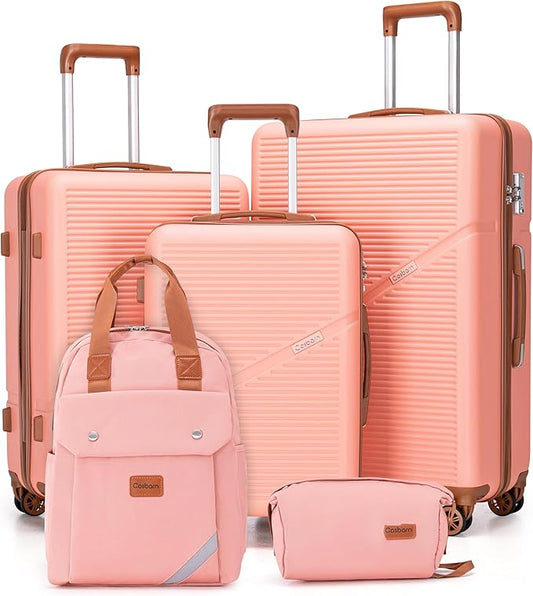 Luggage Sets 5 Piece Suitcases with Wheels, Suitcase Set ABS Hard Case Luggage with TSA Lock Spinner Wheels Durable Travel Luggage (5-Piece Set(20"/24"/28"))