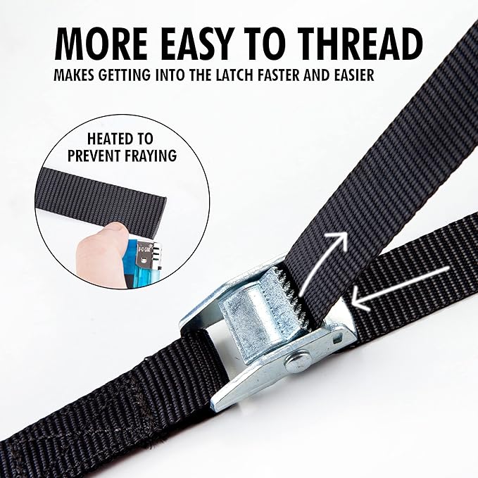 Cartman 1" x 12' Lashing Straps Cargo Tie-Down Strap Up to 600lbs, 12pk in Carry Bag, Black