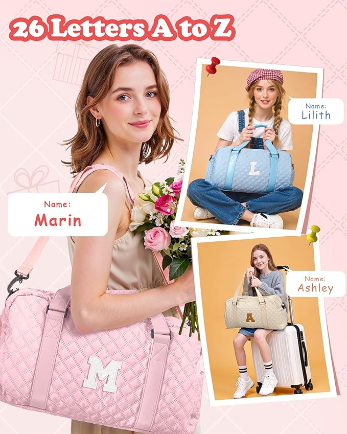 Duffle Bag Birthday Girls Gift for 8 9 10 11 12 13 14 year old girls: Letter Carry on bags, Dance Cheer bag Sports for Girl, Kid Gymnastics Bags, Gifts for Women Kids Teens