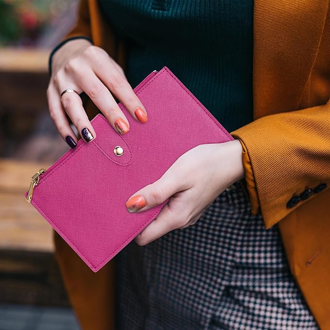 Travelambo RFID Wallet Women Large Size Bifold Multi Card Wallet Case with Zipper Pocke Credit Card Holder for Women