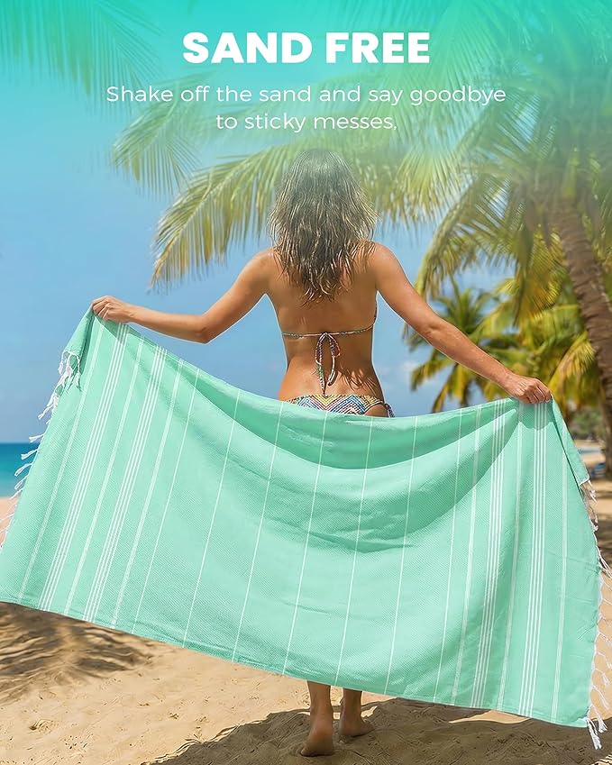 2 Packs Cotton Turkish Beach Towels Swim Towel Compact Oversized Sand Free Quick Dry Thin Clearance Luxury Best Organic Linen Bath Toallas De Playa Travel Essentials Blanket Hot Tub Accessories