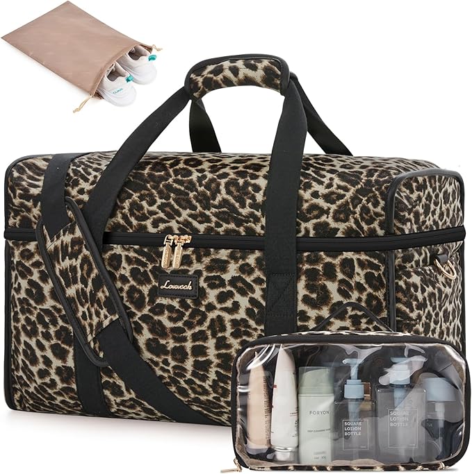 LOVEVOOK Travel Duffle Bag - Weekender & Overnight Bag with Toiletry & Wet Pocket, Carry-On Size, 3pc Set