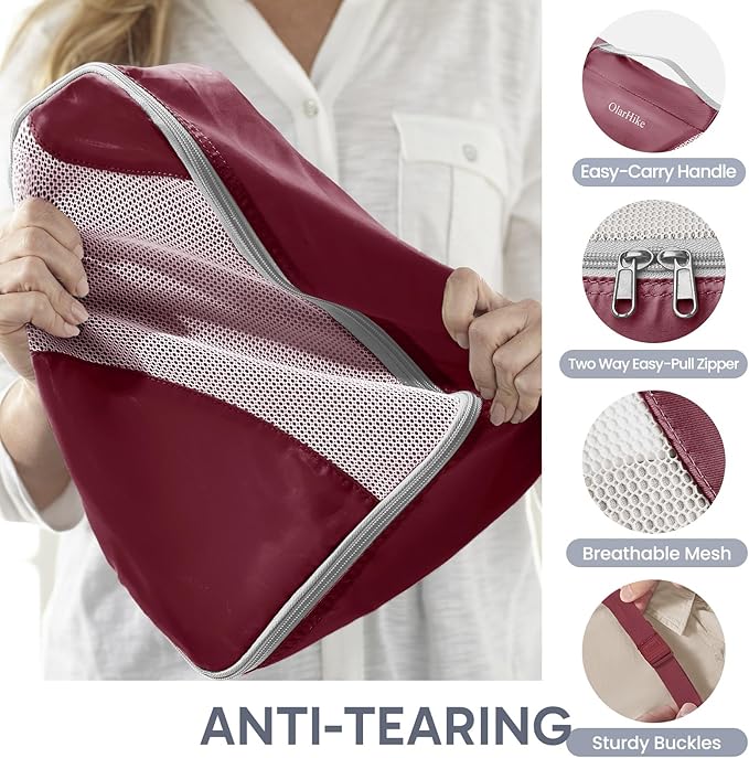 10 Set Packing Cubes for Travel, Gifts for Women Mom,Anti-Tearing Suitcase Organizer for Luggage with Shoe & Hanging Toiletry Bag,OlarHike Vacation Essentials & Accessories for Cruise Ship