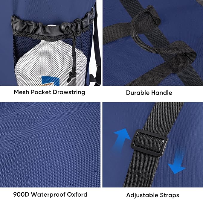 BALEINE 2PK 150L Laundry Bag Backpack, 900D Oxford Fabric Large Travel Laundry Bags with Shoulder Straps and 2 Mesh Pockets for College Dorm, Apartment, Laundromat (Navy, 150L)