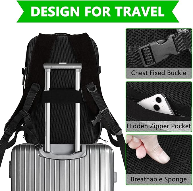 Personal Item Travel Carry On Luggage Backpack for Women Men Flight Approved Casual Weekender Laptop Bag for College Business Outdoors Hiking Water Resistant Lightweight Daypack with USB Charging Port