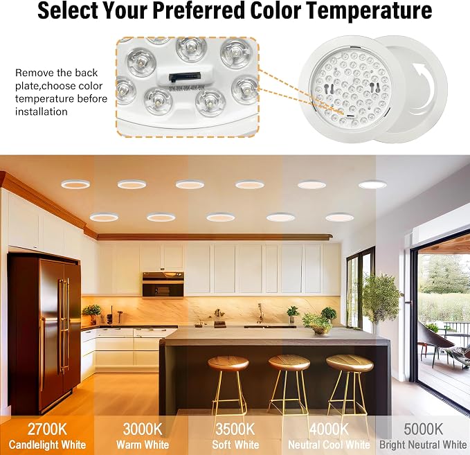ETL 7 inch LED Flush Mount Ceiling Light Dimmable,Ultra Slim Round Flat Ceiling Lights 2700K/3000K/3500K/4000K/5000K,Modern Ceiling Lamp for Closet,Kitchen,Bathroom 7inch-16 Pack(White-5CCT)