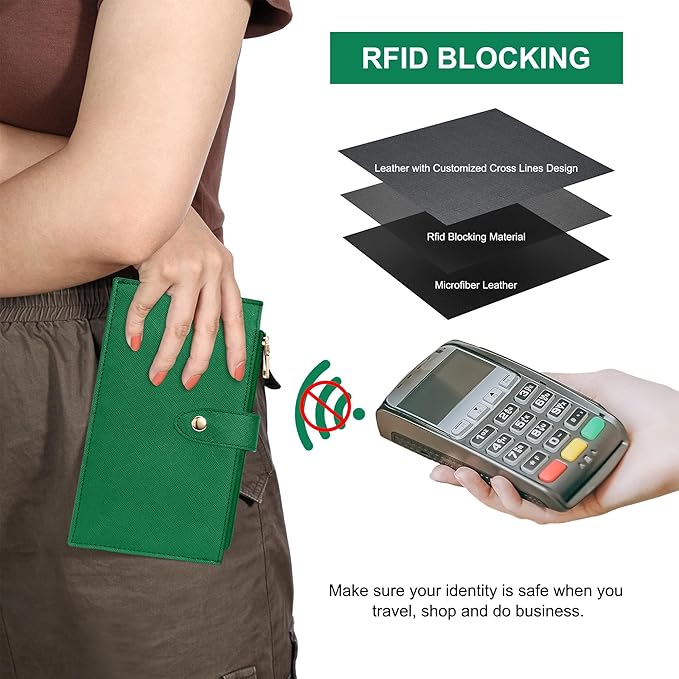 Travelambo RFID Wallet Women Large Size Bifold Multi Card Wallet Case with Zipper Pocke Credit Card Holder for Women