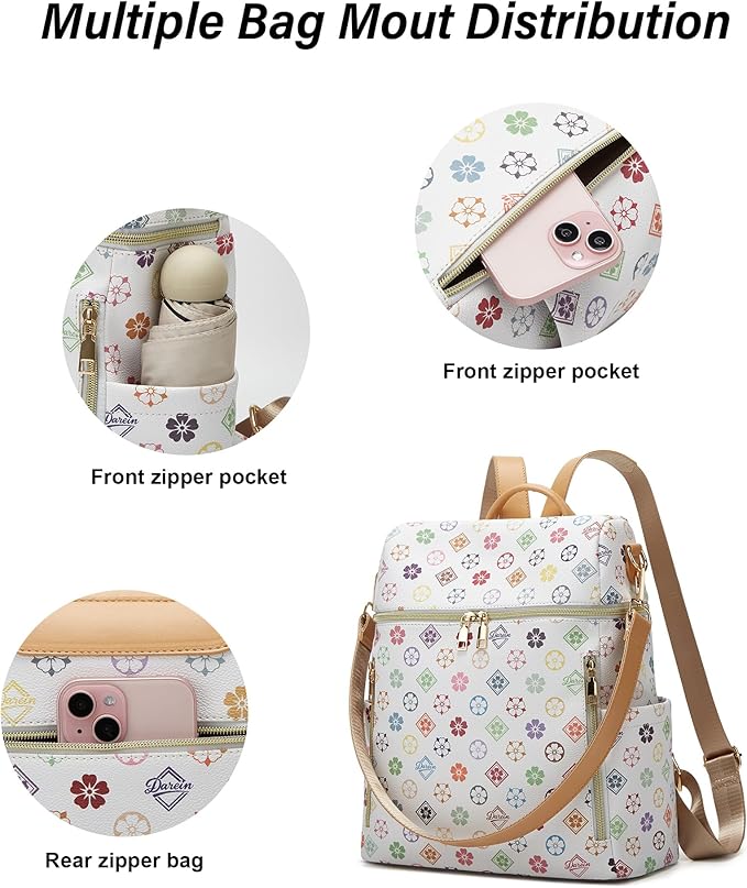 Makes Backpack Purse for Women PU Leather Travel Satchel Handbag Convertible Design Bag with Purse