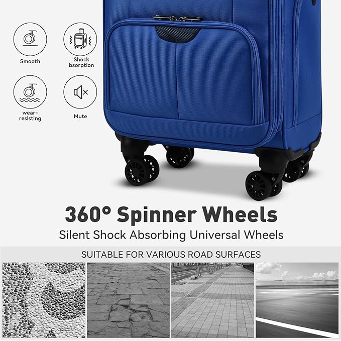 16 Inch Underseat Carry on Luggage With Wheels Weekender Overnight Business Travel Bag Suit cases Mini Suitcases with Wheels Under Seat Bag for Airlines,Blue