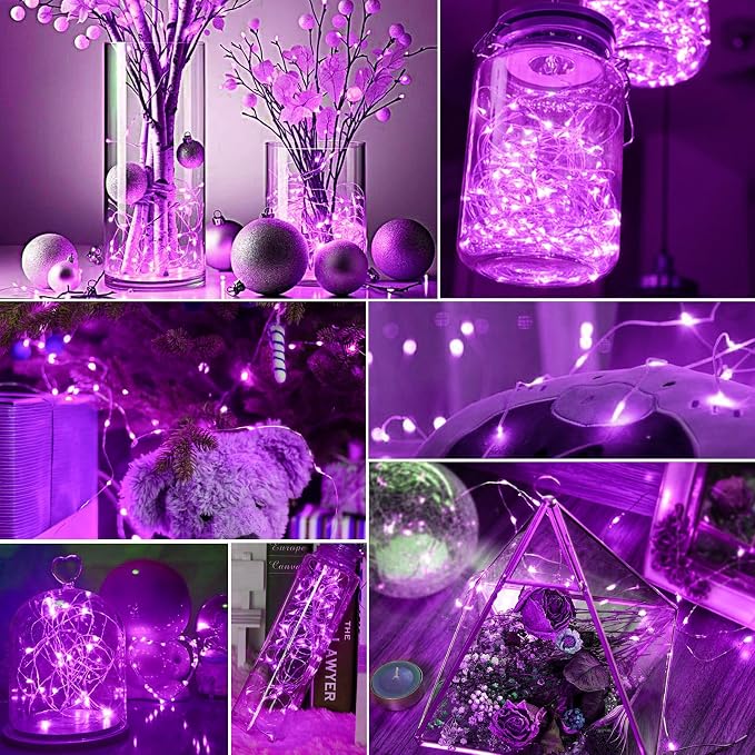 pozzolanas 8 Pack Pink Battery Operated String Lights - 7ft Waterproof Fairy Lights with 20 LEDs for Home, Mason Jar, Party, Wedding, Halloween, Christmas Decorations