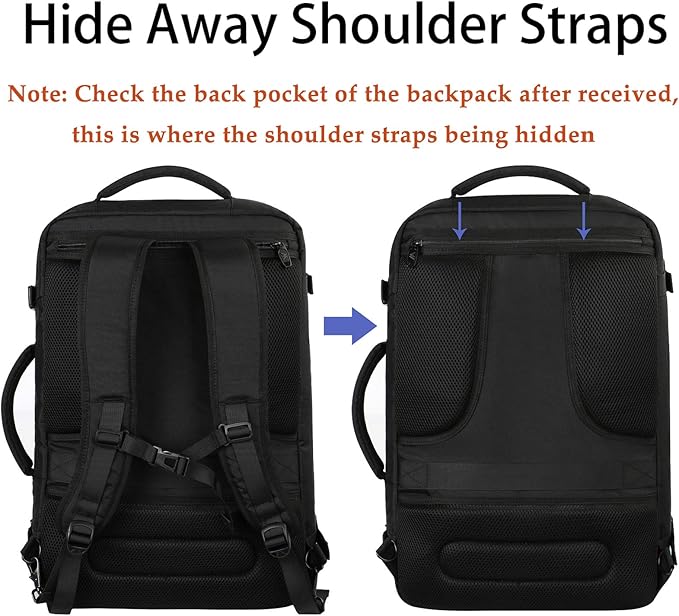 MATEIN Mens Travel Backpack, 27L Lightweight Carry on Backpack for Women, Expandable Business Backpacks, Waterproof Hiking Daypack for Outdoor Sports Rucksack Casual Daypack, Travel Essential, Black