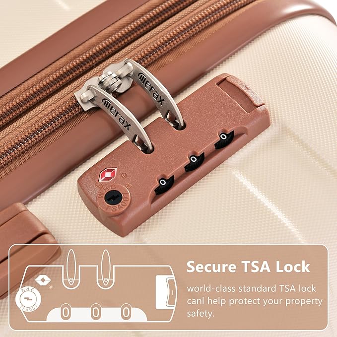 Luggage Set 3 Pcs, ABS Durable Lightweight, 360°Silent Spinner Wheels, TSA Lock