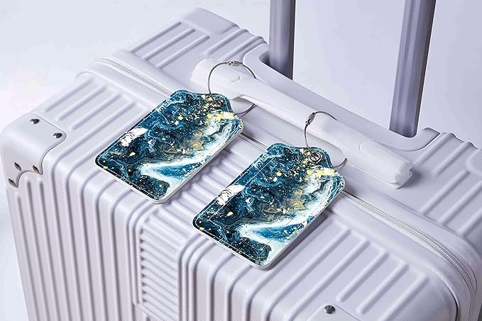 Luggage Tags for Suitcases, 2 Pack Cute PU Leather Suitcase Tag Identifiers TSA Approved with Stainless Steel Loop and Address Card for Baggage Tag for Cruise Airport Travel Essentials by Chelmon