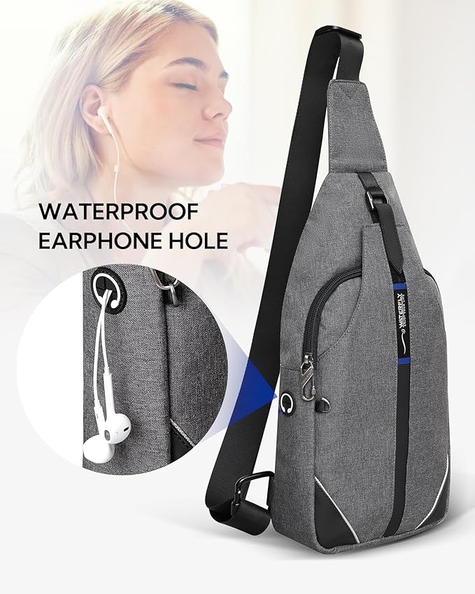 WATERFLY Medium Crossbody Sling Backpack Anti Theft Backpack for Traveling Chest Shoulder Bag