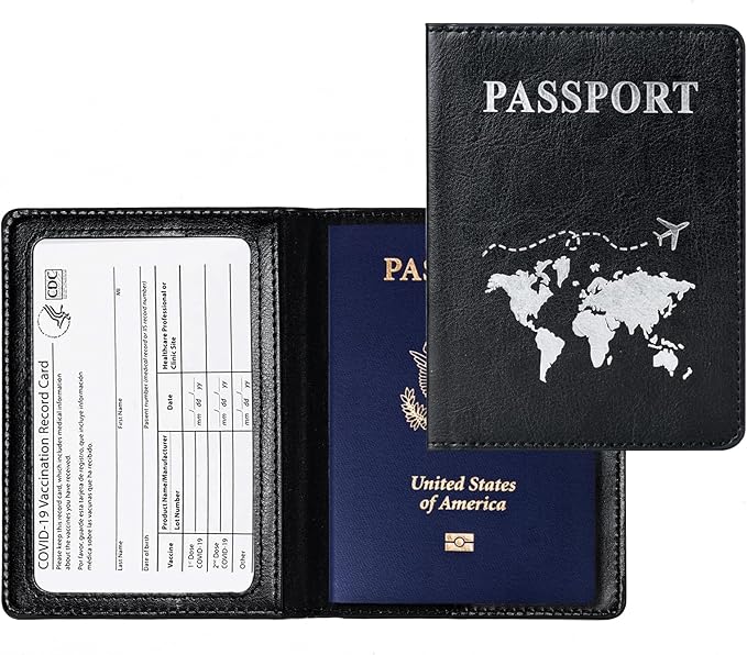 Honmein 2 Pcs Passport holders，Ultra Slim passport wallet，PU Leather Passport Cover for Women and Men…