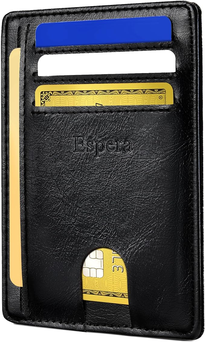 Espera Slim Minimalist Front Pocket Wallet for Men, RFID Blocking Credit Card Holder, Thin Travel ID Card Case, Gifts for Men