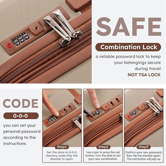 Suitour Expandable 4-Piece Luggage Set (14" 19" 23" 27") ABS Hardside Suitcase Sets with Spinner Wheels Checked Luggage Travel Suitcase
