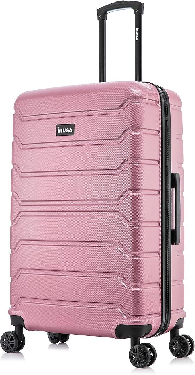 InUSA TREND Luggage with Spinner Wheels | Durable Lightweight Hardside Suitcase, Travel bag with Handle and Trolley, 28-Inch Large Checked luggage | Rose Gold