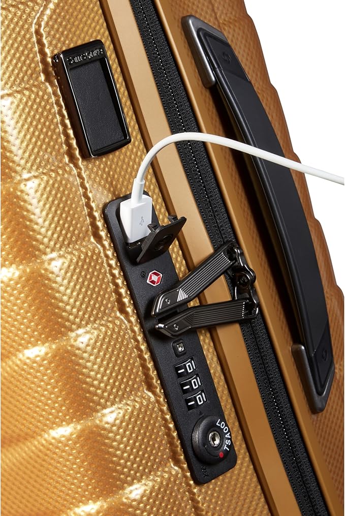 Samsonite Proxis Global Carry-On Hardside Luggage with Dual Spinner Wheels, Airline Approved - Innovative Roxkin™ Lightweight Shell With Ultimate Durability- TSA Lock, Telescopic Handle - Honey Gold