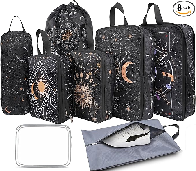 8 Pcs Compression Packing Cubes Travel for Suitcases, Waterproof Luggage Organizer Washable Storage Bags Set for Backpack Travel- Packaging Cubes for Carry-Ons and Storage