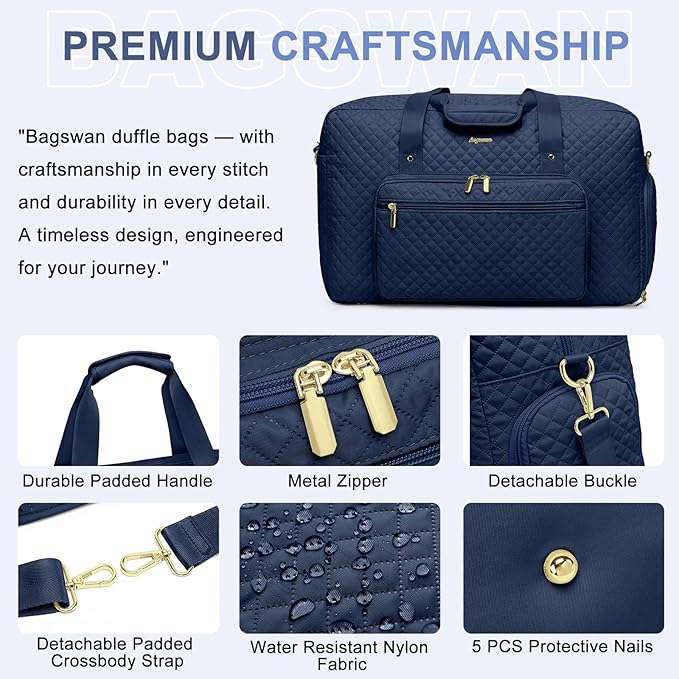 Large Weekender Travel Duffle Bag - With Shoe Compartment Weekender Bags for Womens Carry on Overnight Bag with Toiletry Bag Gym Duffel Bags with Wet Pocket Hospital Bags for Women Labor and Delivery