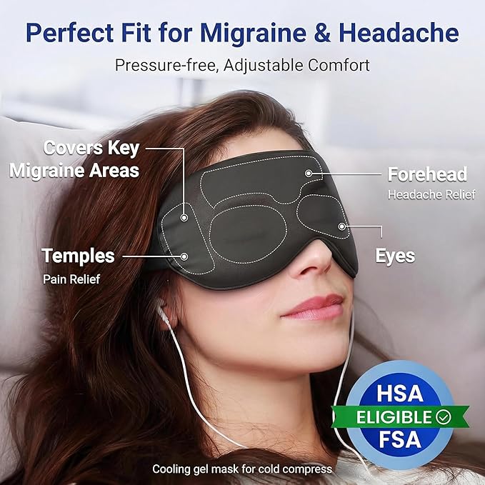 Cooling Eye Mask for Dark Circles Puffiness - Fsa Eligible Items Hsa, Cold Compress for Puffy Eyes Migraines Headache Sleeping After Surgery, Gentle Weighted Travel Essentials Gel Ice Pack (Black)