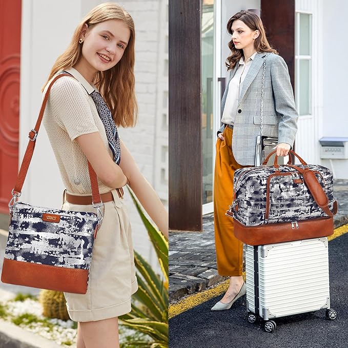 Travel Weekender Bag for Women, 21" Overnight Bag with Shoe Compartment 50L Large Travel Duffel Bag Carry On Tote for Weekend, Overnight, Business Trips, Water Resistant