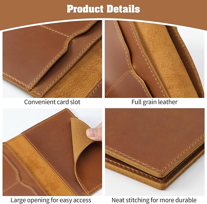 Jack&Chris Leather Passport Holder, Handmade Passport cover, Travel Wallet Cover Case for Men and Women, Leather Travel Documents Organizer Protector, JC107