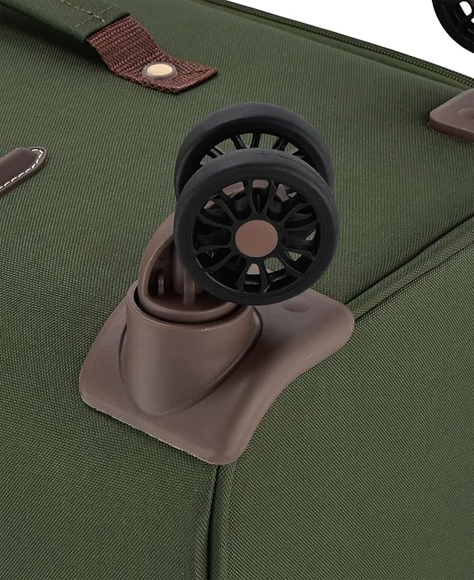 London Fog Nottingham 20 Inch Expandable Spinner Carry on Softside Suitcase, Olive Chestnut