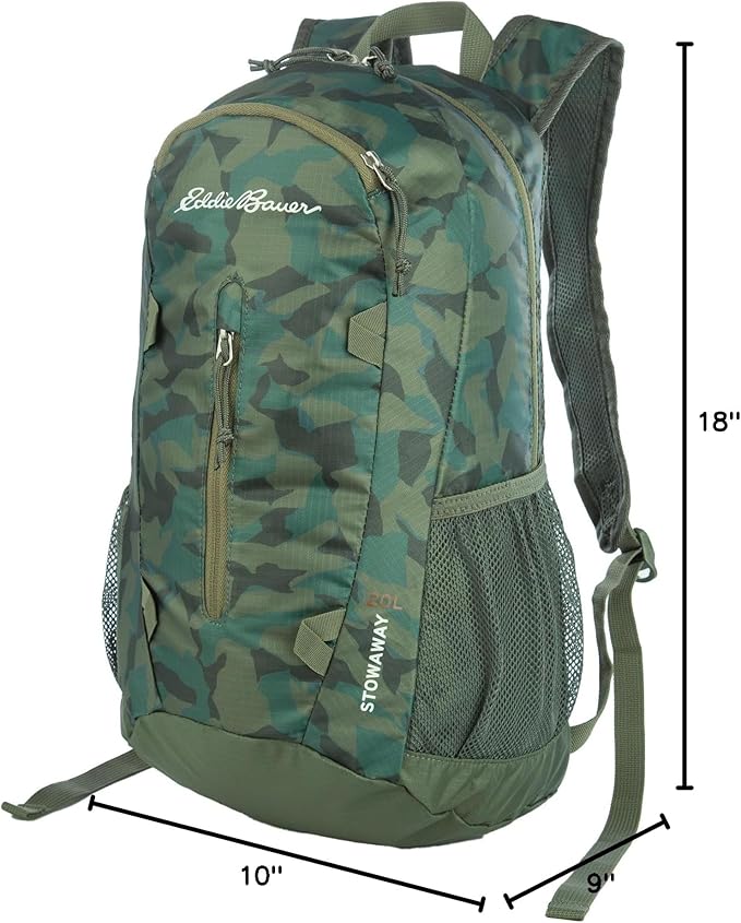Eddie Bauer Stowaway Packable Backpack | Travel | Outdoor | Lightweight | Foldable | Durable | Ripstop Polyester | 20L - Sprig Green