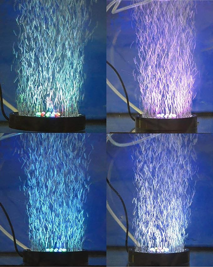 NICREW Multi-Colored Aquarium LED Bubbler Stone Disk, Fish Tank Bubbler with Auto Color Changing LEDs