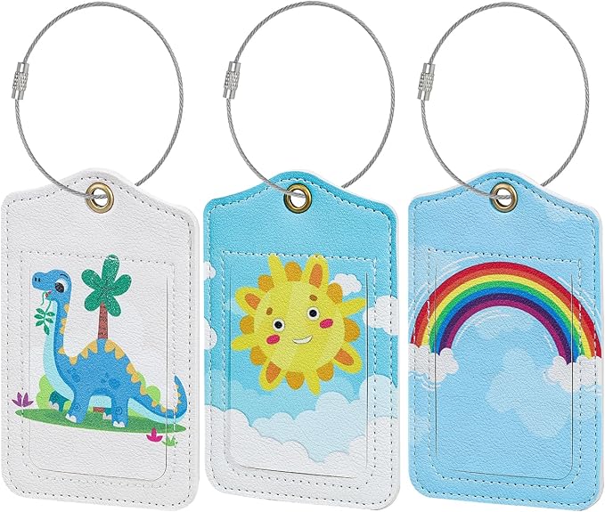 Fishent Luggage Tag, 3 Pack Travel Cruise Luggage Tags for Suitcases, Cute Suitcase Tags Identifiers Bag Tags with Privacy Flap, Baggage Name Tag for Women Men Luggage Backpack Handbag School Bag