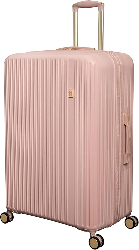 It Luggage Luxuriant 31" Hardside Checked 8 Wheel Expandable Spinner, Rose Sand