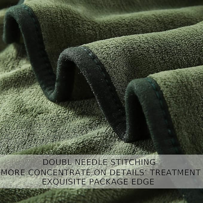 HOZY Soft Blanket King Size Fleece Warm Fuzzy Throw Blankets for The Bed Sofa Lightweight 350GSM Green 90"*108"