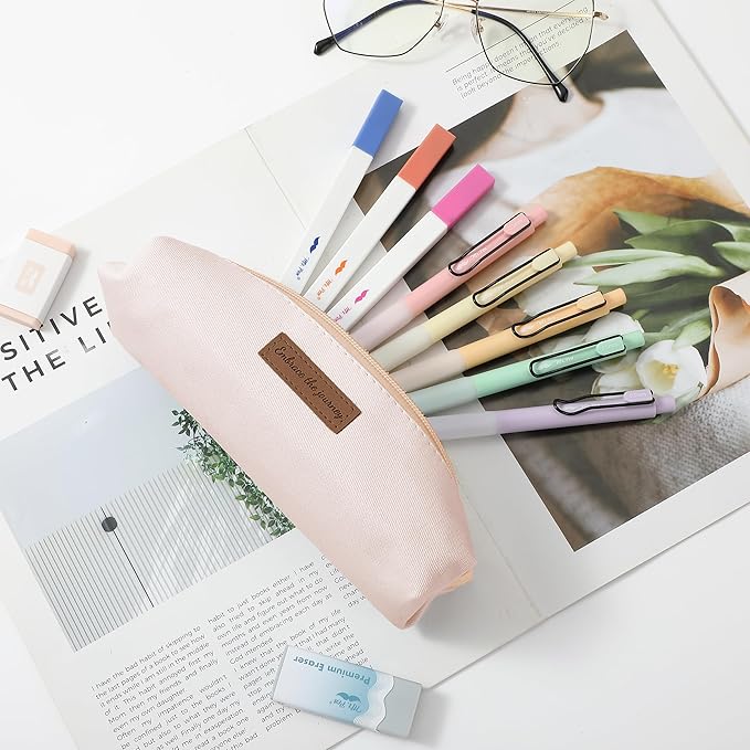 Mr. Pen- Cute Pencil Case Pouch, Beige Color, Multipurpose Canvas Bible Pencil Pouch