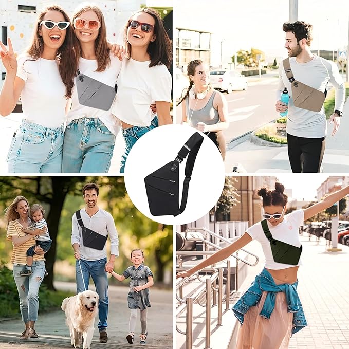 Cross body Bag for Women Men AntiTheft Travel Sling Bag Waterproof Shoulder Bags, Ideal for Adventures Travel Casual Vacation, Army Green