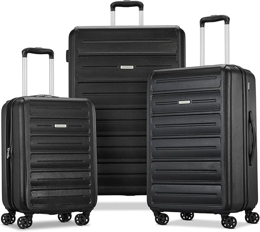 American Tourister Westridge Hardshell Luggage Set - 3 Piece Set - 20" Carry-On, 24” & 28” Checked Luggage Set with 360° Spinner Wheels - Expandable Suitcases for Extended Travel - Black