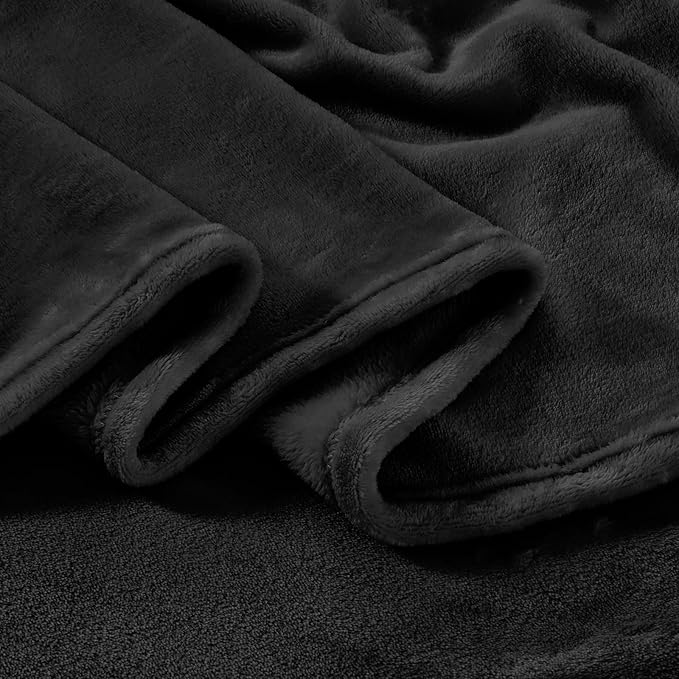 Big Oversized Soft Blanket, Giant Fleece Companion 120x120, California King Warm Blanket for Whole Family, Bed, Sofa, Couch, Travel, Camping 120x120 Black