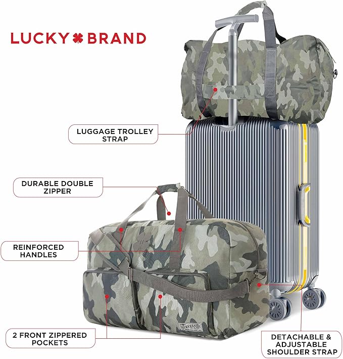 Lucky Travel Duffel Bags 85L, Gym Bag, Travel Bag & Large Duffle Bag for Men, Foldable Overnight Weekender Bags for Women & Men with Adjustable Shoulder Strap, Camo