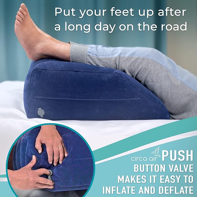 Circa Air Inflatable Leg Elevation Pillows for Swelling and Edema Relief, Travel Wedge Pillow for Legs, Foot Ankle Knee and Lower Back Pain Support, After Surgery Products