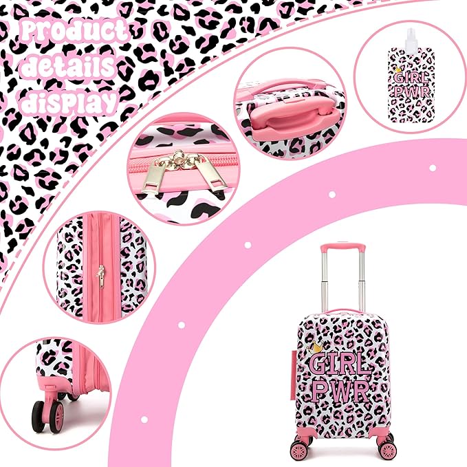 Kid's Luggage Set 2 Piece Suitcase Set 16" Hardside Luggage with Spinner Wheels Girls Carry on Toddler Travel Rolling Suitcase with Neck Pillow Airline Approved