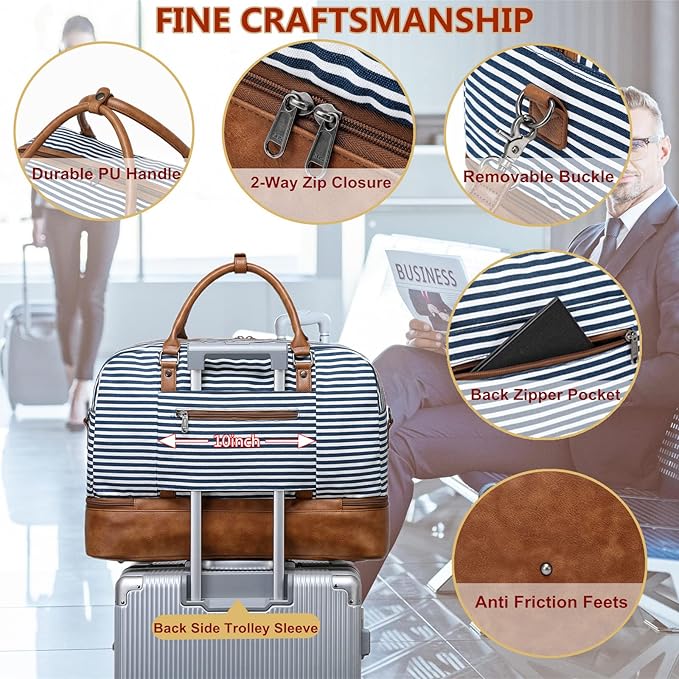 Wogarl Weekender Bags for Women Large Overnight Bag Weekend Travel Duffel Bag Carry on Shoulder with Shoe Compartment Toiletry Bag for Travel Business Gym