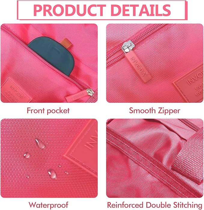 Travel Duffel Bag Lightweight Foldable Travel Bag for Women and Men Waterproof Tote Carry On LuggageWeekender Overnight Bag (Red+Black)