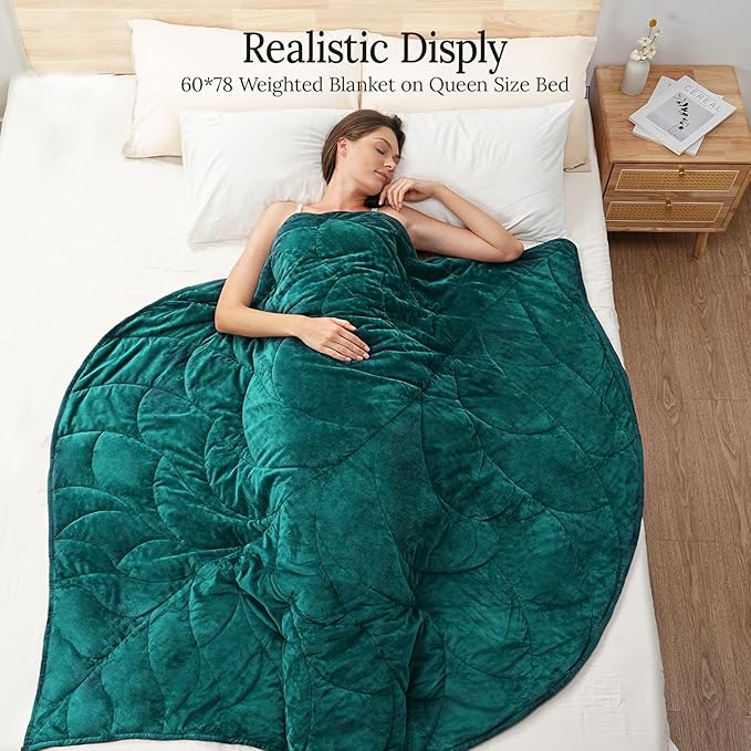 Kaisa Weighted Blanket for Adults (15 lbs,60" x 78"), Soft Heavy Blanket Machine Washable, Queen Size Weighted Blankets with Glass Beads for Couch and Bed, Green